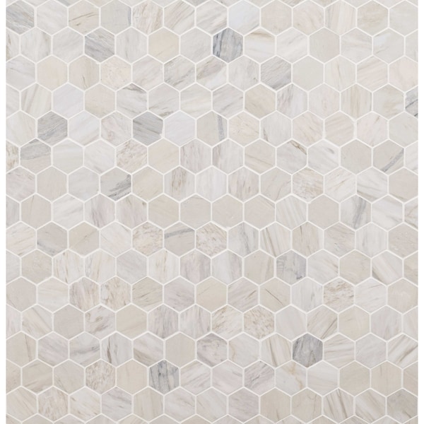Ackland Auralie Hexagon 12 in. x 12 in. Polished Marble Mosaic Floor and Wall Tile, 10PK AKM-S-AUR2X2HXP-CA - main